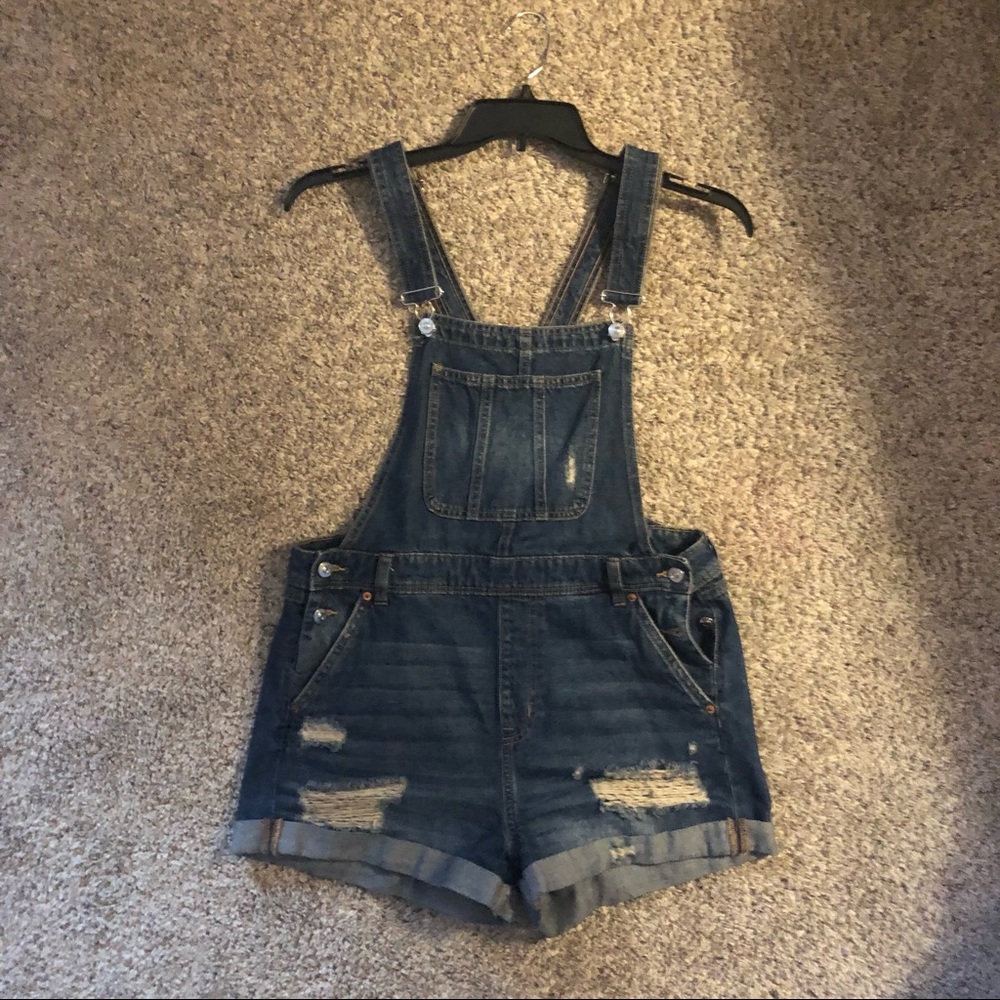 Distressed Denim Overalls